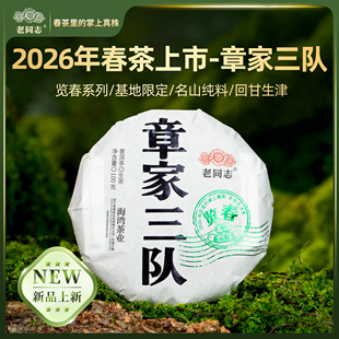 老同志普洱茶春茶【2026览春章家三队】 生茶饼茶100克 买五送一