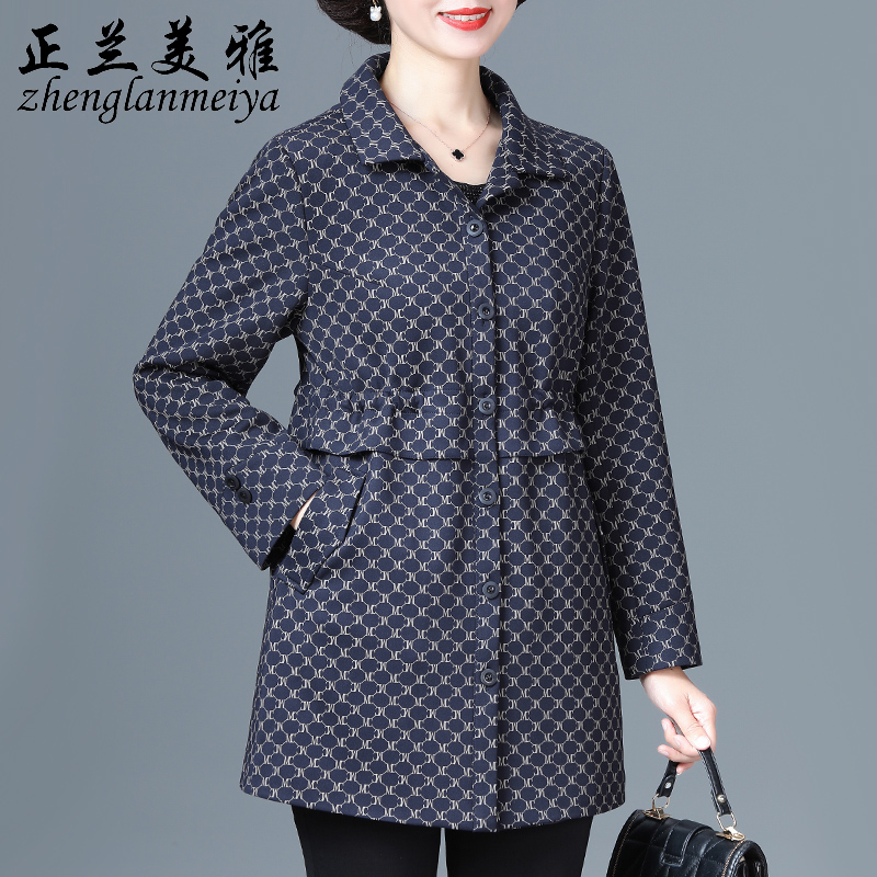 中老年女装春秋时尚外套2024新款妈妈春装洋气风衣加肥加大码上衣