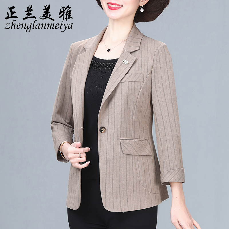 时尚妈妈小西装外套春秋季短款气质显瘦中老年女装洋气薄款小西服