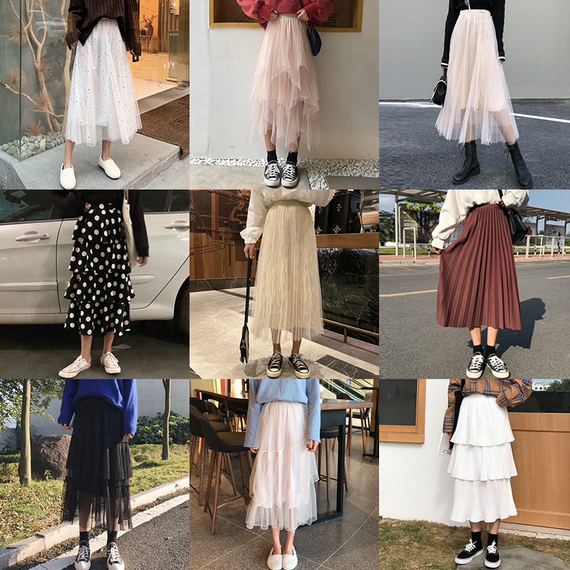 a字裙韓版裙子2019春夏chic新款原宿學生仙女網紗半身長裙蛋糕裙在類目 女裝/女士精品, 半身裙中 - 來自Buy2taobao.com提供專業的淘寶代購服務