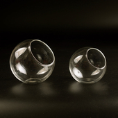 家居摆件 水培花器 透明圆形斜口玻璃花瓶 多肉植物花瓶