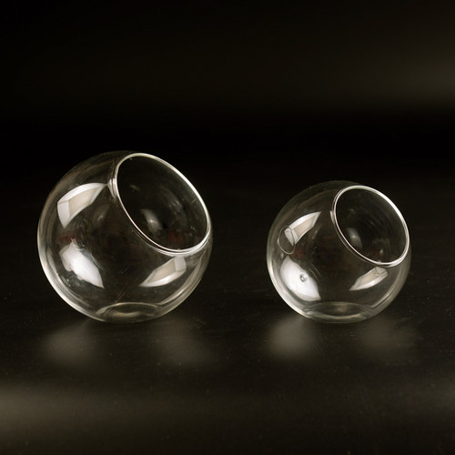 透明圆形斜口玻璃花瓶多肉植物