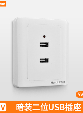 86型酒店家用宾馆墙壁暗装220V 二位USB插座 二孔USB手机充电面板