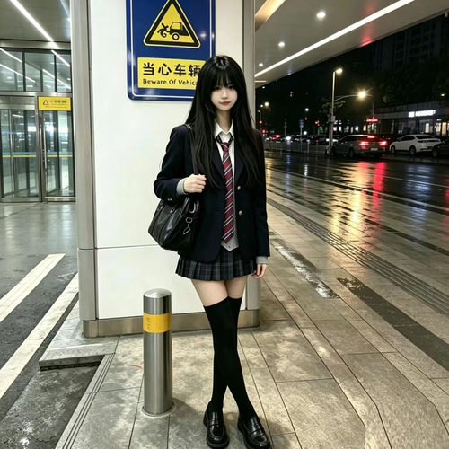 日系JK黑色西装三件套女秋冬
