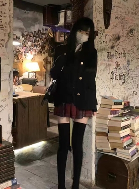 日系原创JK制服正版西装外套秋春季学院风校供感黑色西服女全套