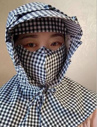 女士防晒帽遮阳帽大帽檐防紫外线护脸下地采摘工地干活纯棉布料