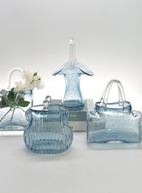 私人定制手工气泡玻璃透明手提包包花瓶花篮装饰摆件水培简约花器