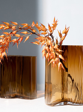 现代简约琥珀色树纹创意方形书本彩色花桌面水培鲜花玻璃花摆件