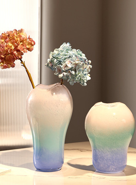 春日系列蓝粉彩色玻璃花瓶