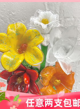 出口国外手工制作玻璃花摆件工艺品情人节礼物礼品