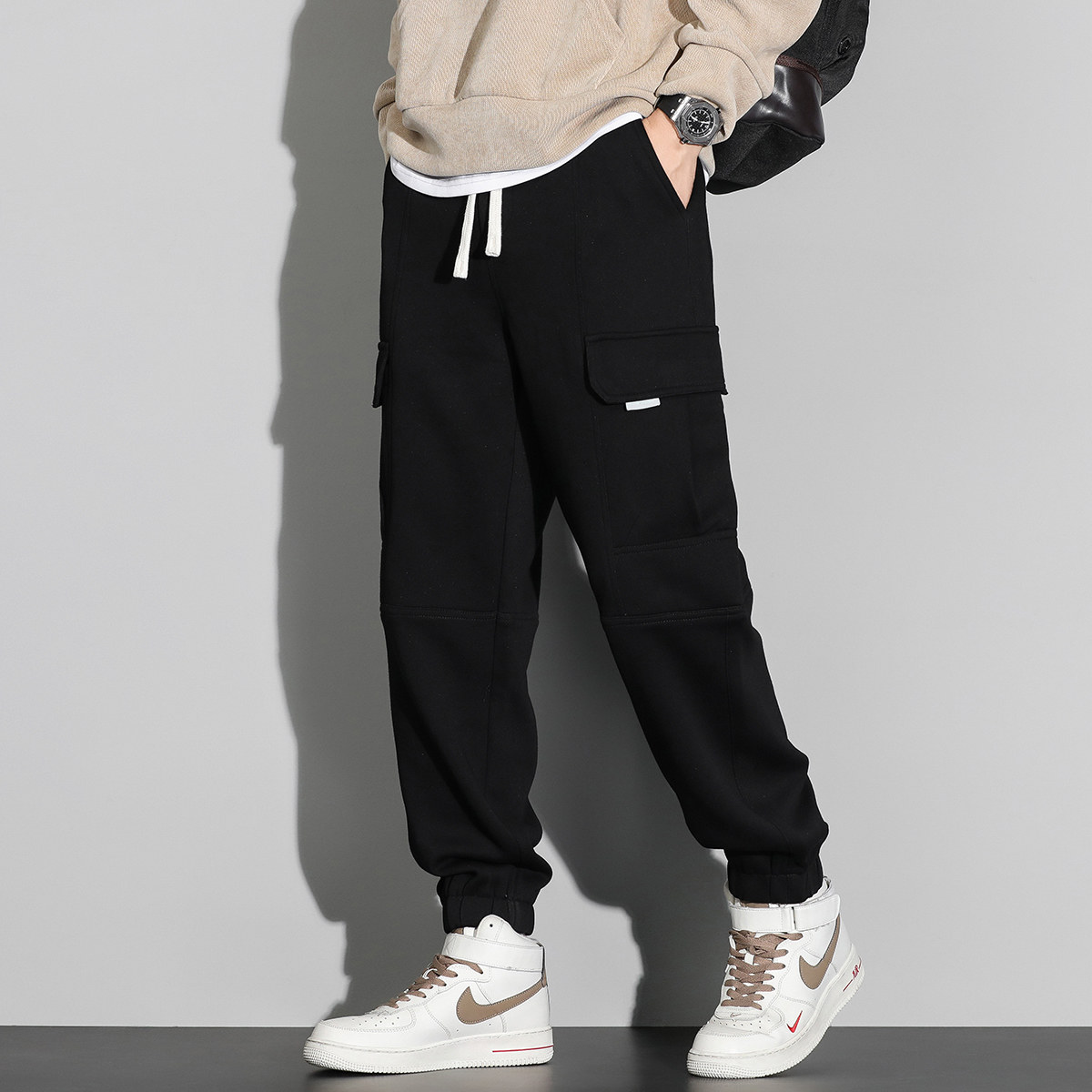 宸轩加肥加大码男装高个子加长版裤子112cm胖子束脚工装运动卫裤