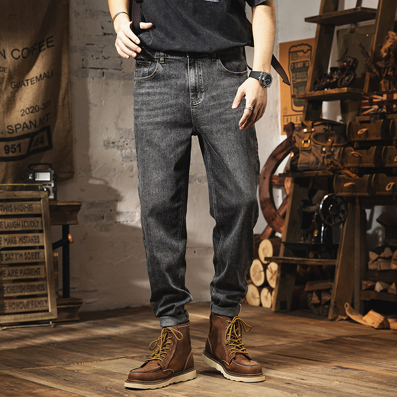 宸轩大码男美式复古水洗牛仔裤加肥加大宽松秋冬新款胖子直筒长裤