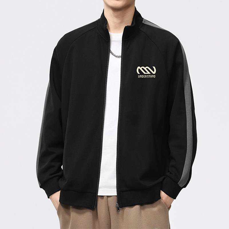 宸轩2025潮流美式开衫立领宽松卫衣男加肥加大码胖子休闲春秋外套