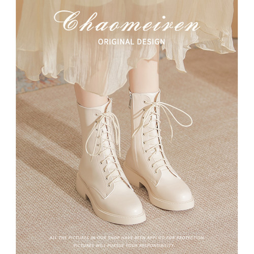 百搭显瘦短靴小个子厚底中筒靴子