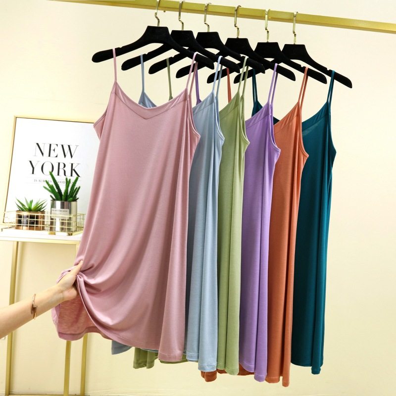 莫代尔睡裙女夏季薄款v领a字裙内搭吊带裙衬裙连衣裙中长款打底,女士内衣/男士内衣/家居服,睡袍/浴袍,淘宝优惠券,粉丝福利购,淘宝优惠卷