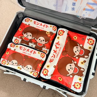 日系卡通可爱蒙奇奇折叠洗漱收纳包大容量旅行便携衣服鞋子分装袋