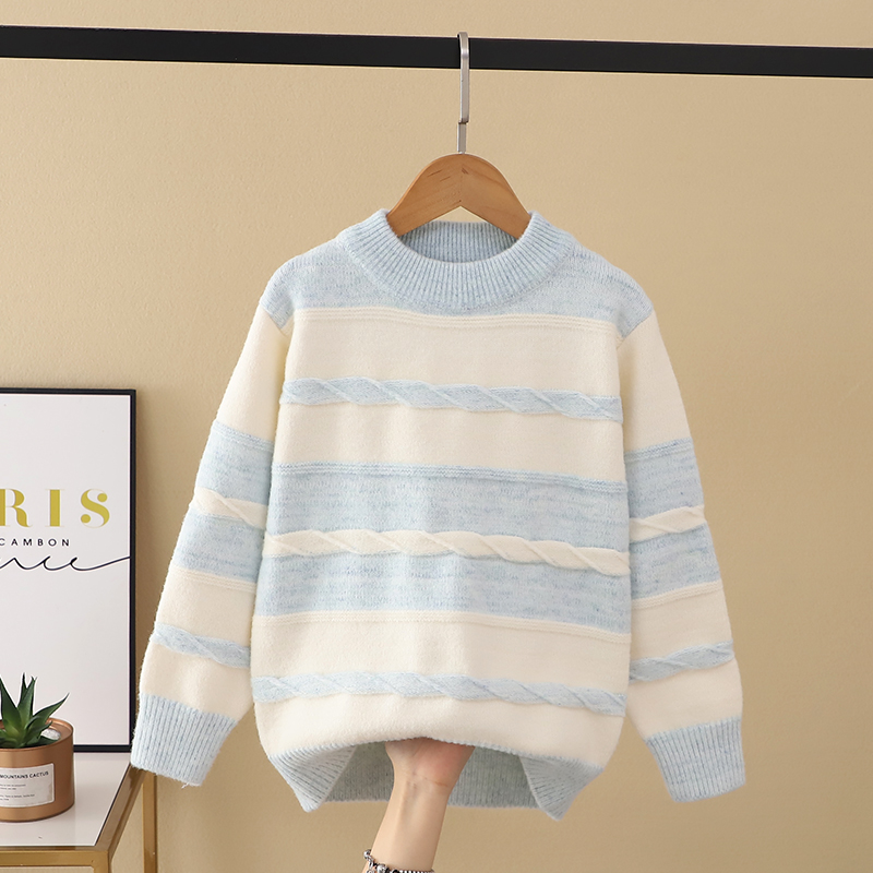 女童麻花毛衣2025新款冬季洋气儿童女孩加厚线衣女大童保暖针织衫