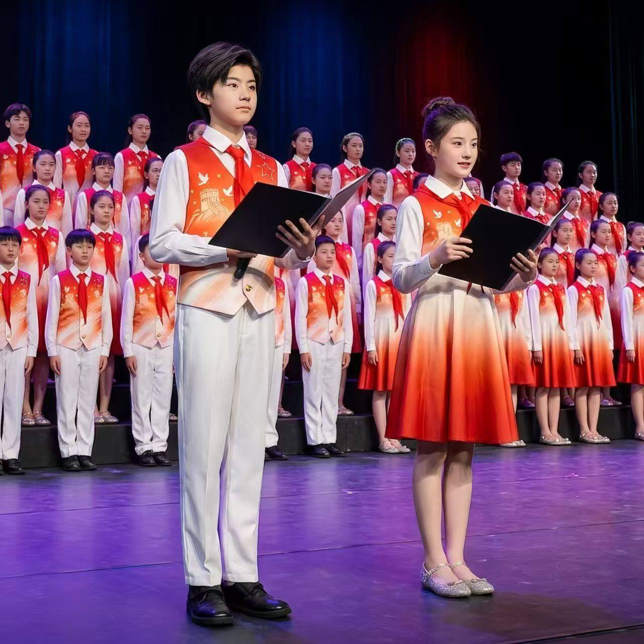 新款十一儿童合唱演出服男女童礼服中小学生合唱团诗歌朗诵表演服