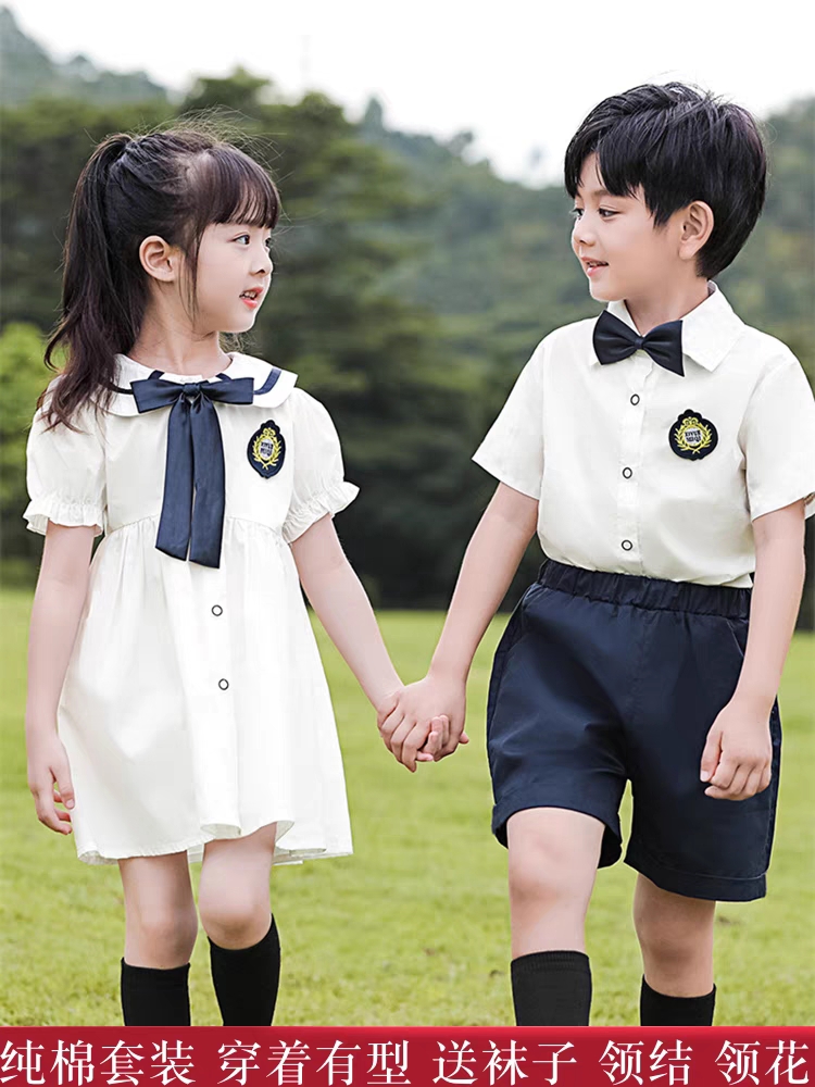 幼儿园园服夏装英伦学院风小学生校服夏季毕业照服装儿童纯棉班服