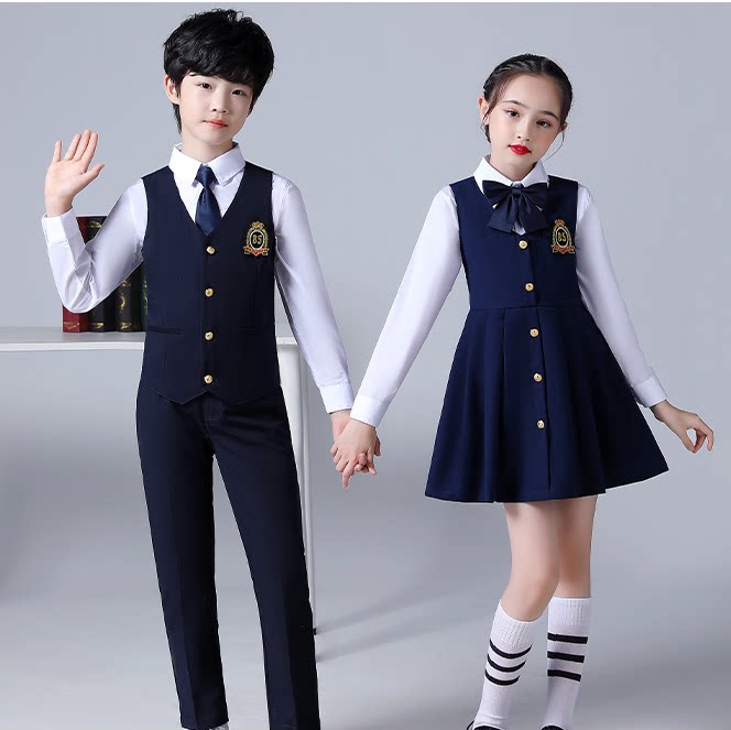 秋季校服长袖儿童英伦风马甲套装小学生合唱演出服幼儿园园服班服