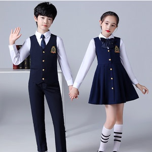 秋季校服长袖儿童英伦风马甲套装小学生合唱演出服幼儿园园服班服