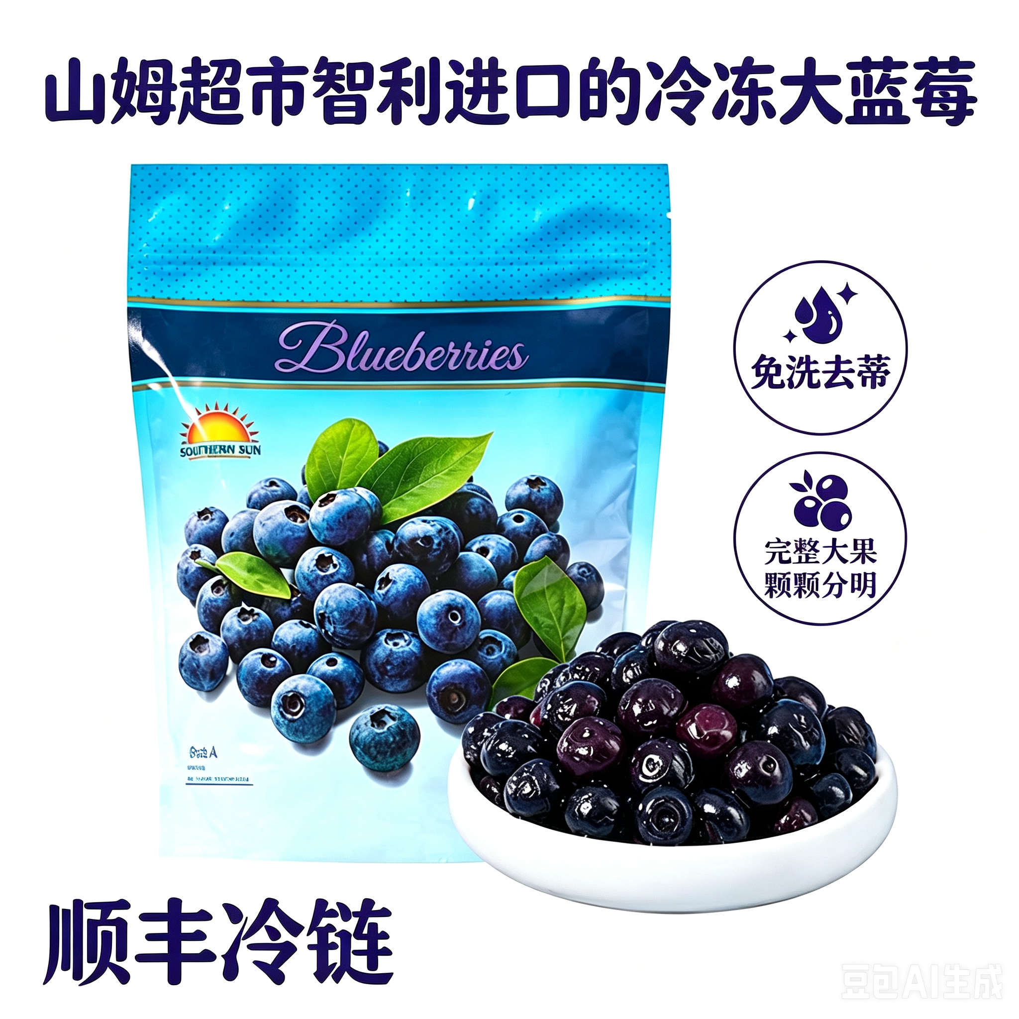 山姆超市冷冻蓝莓鲜果蓝梅酒鲜水果蓝莓酱饮品奶茶烘焙蓝莓果酱