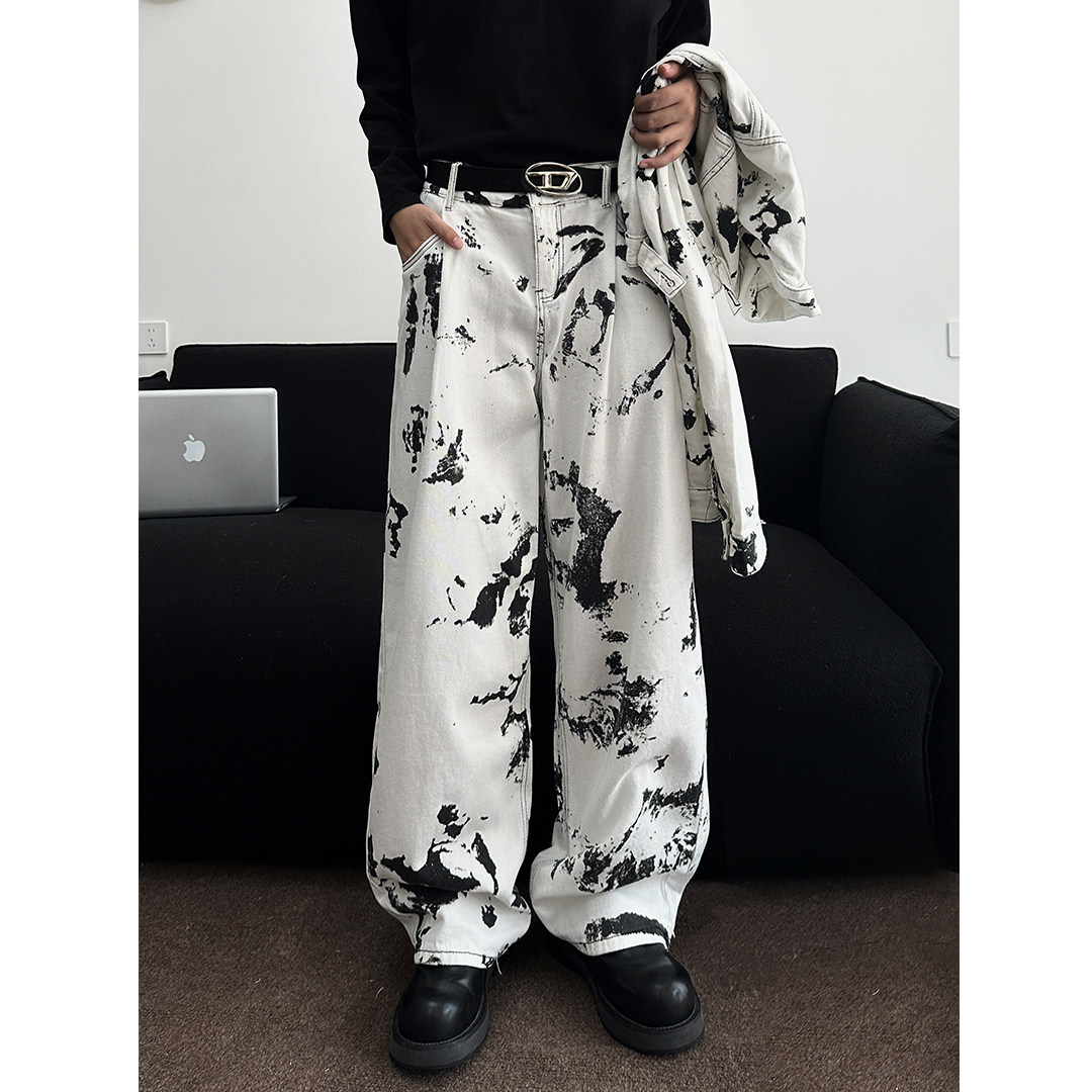 现货+秋款美式扎染休闲套装痞帅牛仔套装W838/P85+CK396/P65,男装休闲套装,电商B350