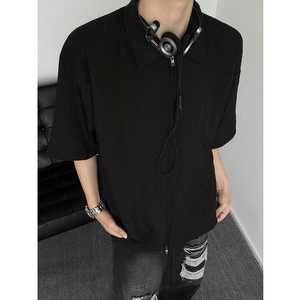 现货+夏款 高级感肌理褶皱衬衣 翻领拉链冰丝衬衫 W821/P50 限69图片