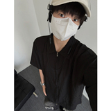 现货+夏款高级感肌理褶皱衬衣翻领拉链冰丝衬衫W821/P50限69，男装衬衫，电商B350