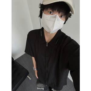 现货+夏款 高级感肌理褶皱衬衣 翻领拉链冰丝衬衫 W821/P50 限69图片
