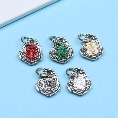 S925银嵌铜白哈尔度母扎基寺扎基拉姆达摩四叶草八福金轮吊坠吊牌