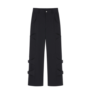 UPGREATED结构交叉造型口袋修身显瘦直筒休闲长裤