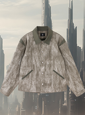 UPGREATED 美式街头复古风底特律重磅棉服刺绣拼接工装夹克外套