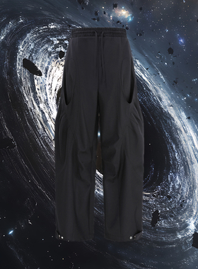 UPGREATED李莎旻子同款街头虫洞结构弯刀宽松显瘦卫裤休闲裤