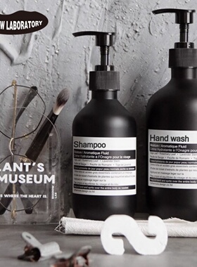 ins北欧风哑光塑料黑色磨砂洗发水沐浴露护发素洗手液浴室分装瓶