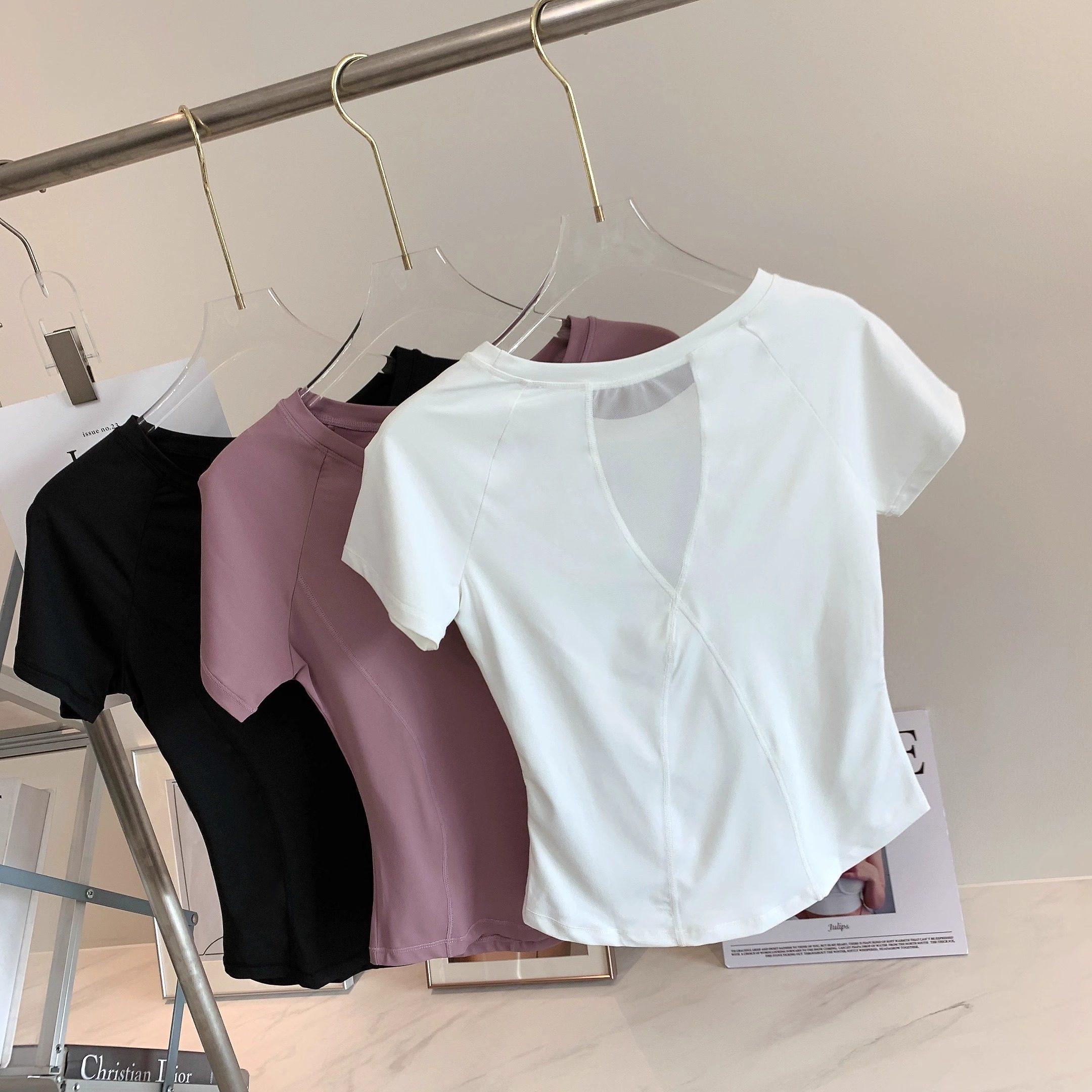 lu同款网纱拼接瑜伽服短袖运动t恤圆领上衣夏健身薄款紧身速干女,运动服/休闲服装,运动T恤,淘宝优惠券,粉丝福利购,淘宝优惠卷