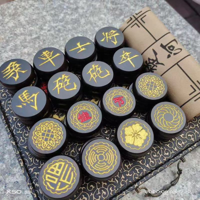 中秋好礼紫光檀双面刻红木象棋套装中国象棋折叠棋盘高档送礼收藏
