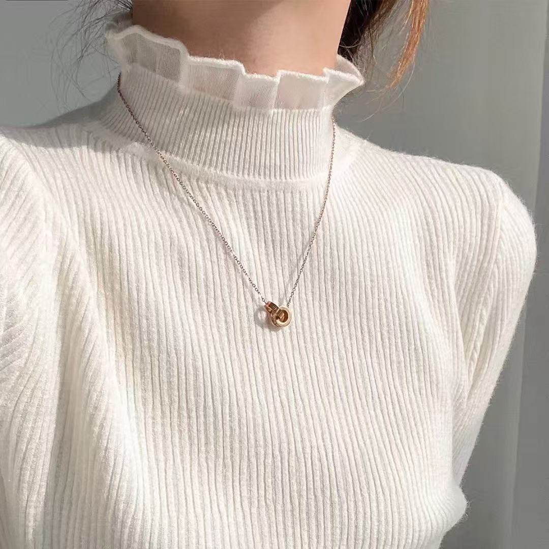 冬季新款半高领针织打底衫女士修身显瘦洋气上衣