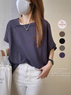 春夏季 斜肩剪裁宽松显瘦T恤素色简约上衣