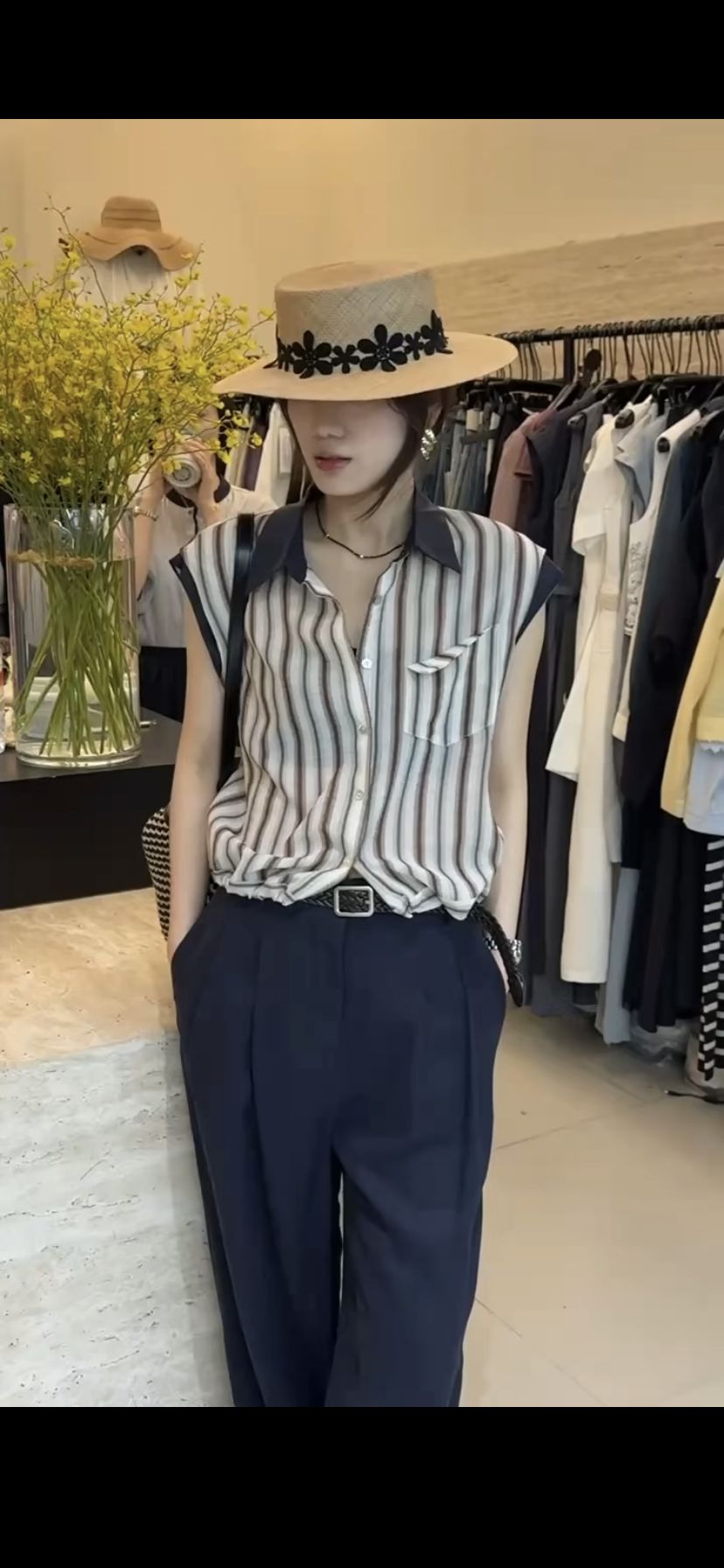 简漫主义者2025夏季新款女装时尚百搭翻领宽松显瘦条纹衬衫上衣