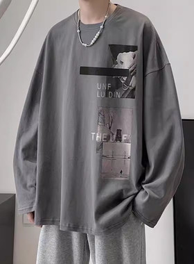 港风大码休闲ins长袖t恤打底衣服