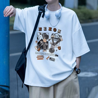 青少年短袖t恤男孩初中高中学生夏季13岁大童男装卡通体恤衣服15