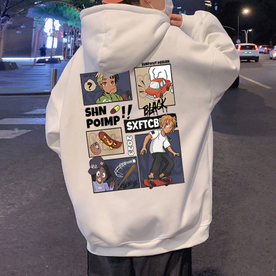 hiphop潮牌高街加绒卫衣男秋冬季宽松美式复古潮流连帽薄外套衣服