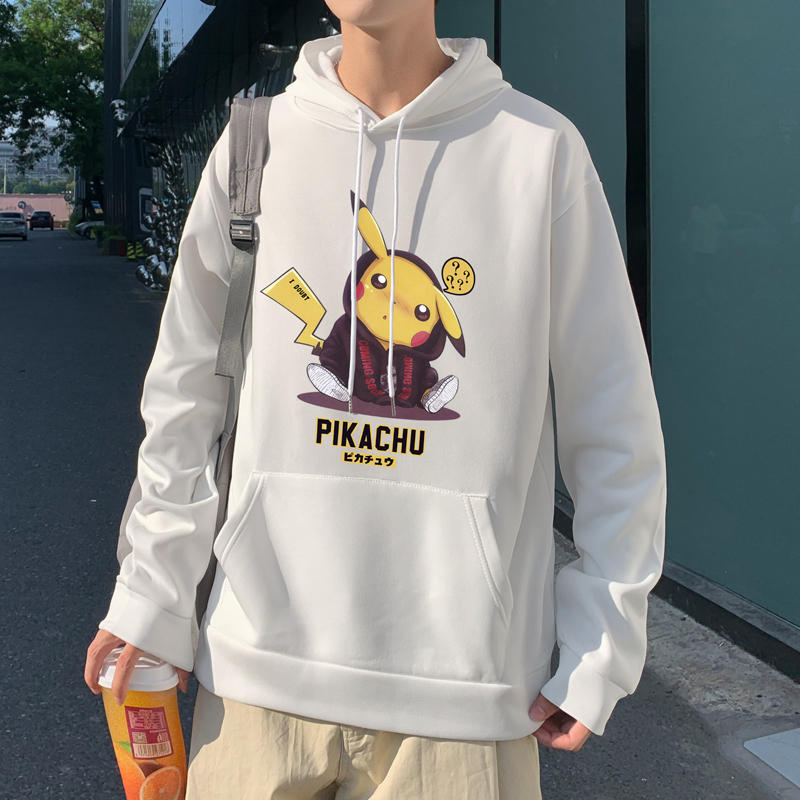 皮卡丘连帽卫衣男青少年宽松外套