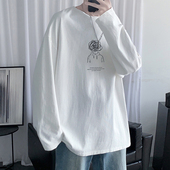 潮牌潮流冬季 内衬打底衫 内搭上衣服 T恤男春秋宽松大码 简约风长袖