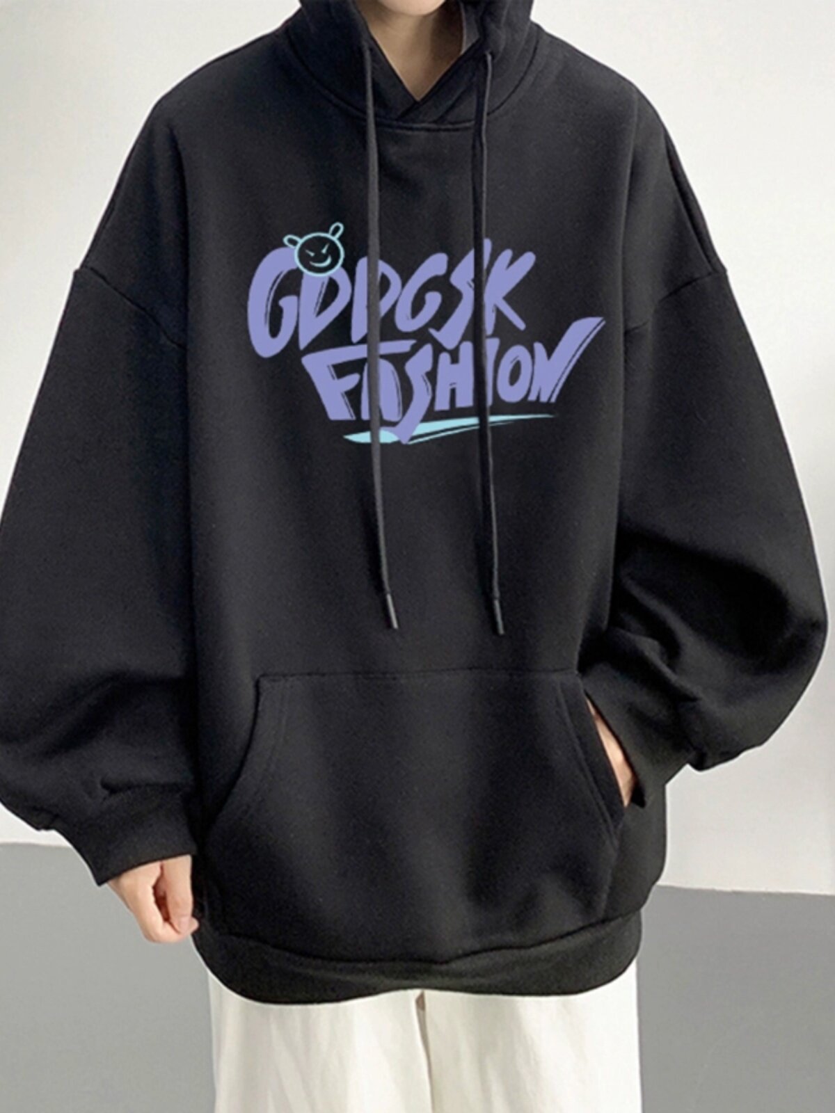 봄과 가을에 남성과 여성을위한 캐주얼 얇은 운동복 인쇄 느슨한 BF 홍콩 스타일 후드 다용도 까마귀 재킷 커플 트렌드