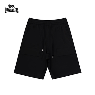 LONSDALE/龙狮戴尔LONSDALE休闲短裤男黑色抽绳五分裤宽松运动裤