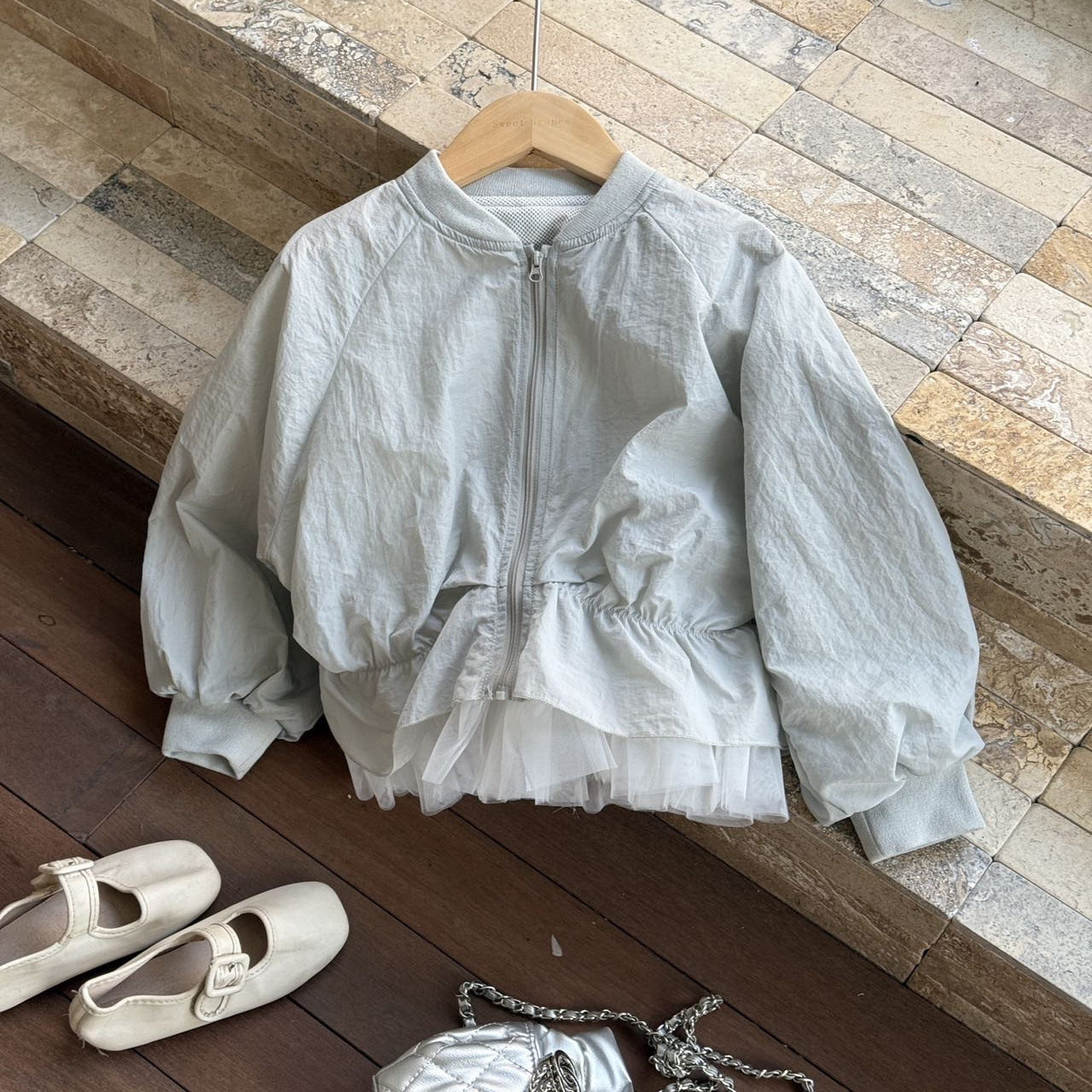 儿童女童甜美花苞裙摆外套春季新款女宝韩版网纱拼接休闲百搭上衣