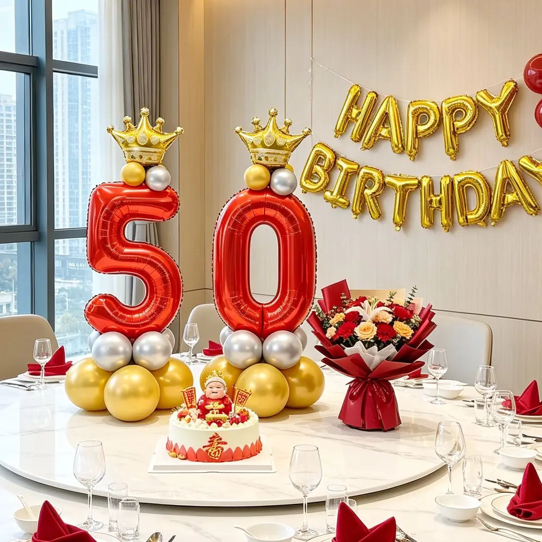 寿宴生日布置数字气球背景墙老人六十寿字场景80妈爸90大寿装饰品