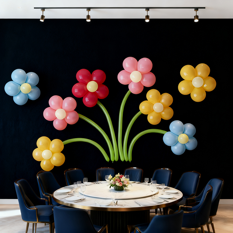 五瓣花朵气球造型商场店铺圣诞节活动布置儿童生日背景墙元旦装饰